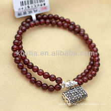 Women charm garnet bead chain bracelets